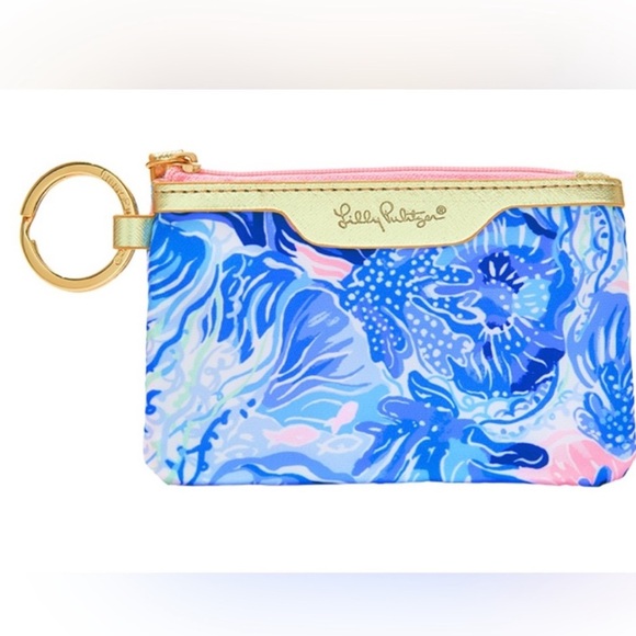 Lilly Pulitzer ID Case Keychain Wallet Zip Close Shade Seekers card holder #5 - Picture 2 of 3